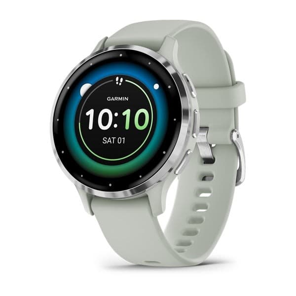 GARMIN Venu 3S - Silver stainless steel bezel with sage grey case and silicone band — купить Garmin в Москве