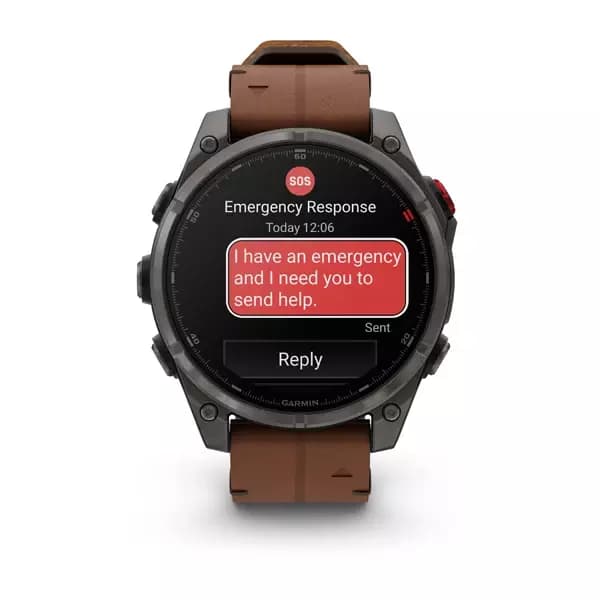 GARMIN Fenix 8 Pro (Sapphire, Carbon grey DLC titanium with Chestnut leather band) - AMOLED — фото 2