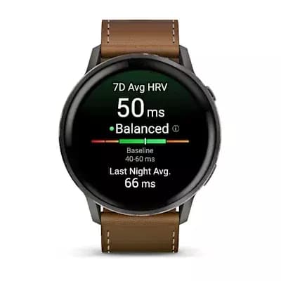 GARMIN Venu 4 - Slate with Black Silicone Band and Brown Leather Band 45 mm — фото 2