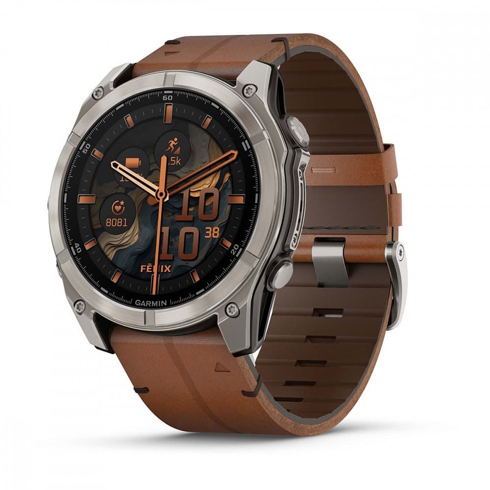 GARMIN Fenix 8 (Sapphire, Titanium with Chestnut Leather Band) - AMOLED — фото 2