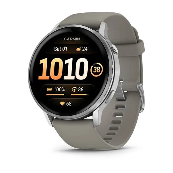 GARMIN Venu 4 - Silver with Silver Grey Silicone Band 45 mm — купить Garmin в Москве