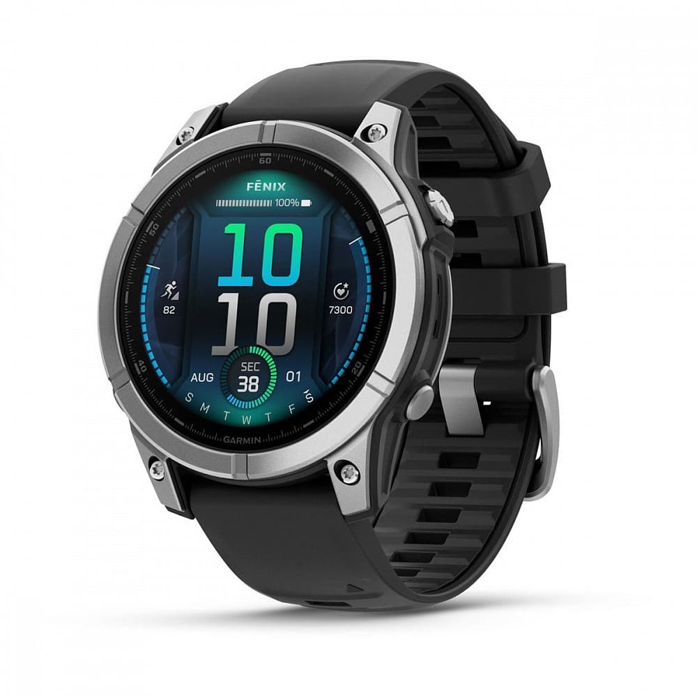 GARMIN Fenix E (Stainless steel with Black silicone band) - AMOLED — купить Garmin в Москве